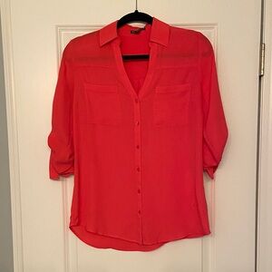 Express Vibrant Hot Pink Button-Down Shirt